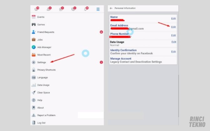 Cara Merubah Email Facebook Melalui Facebook Lite